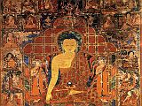 British Museum Top 20 Buddhism 11 Shakyamuni Buddha With Two Disciples and the 18 Arhats Tangka